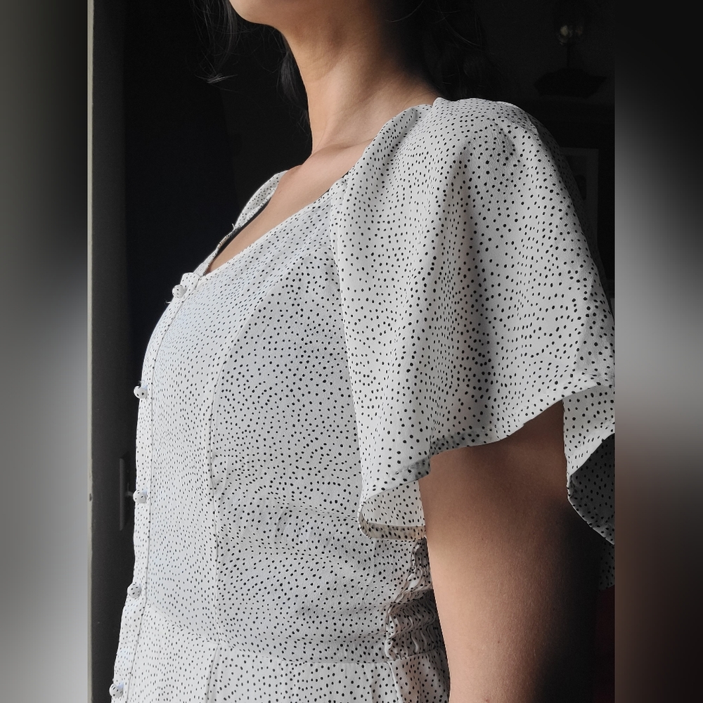 White and Black Polka Dot Dress